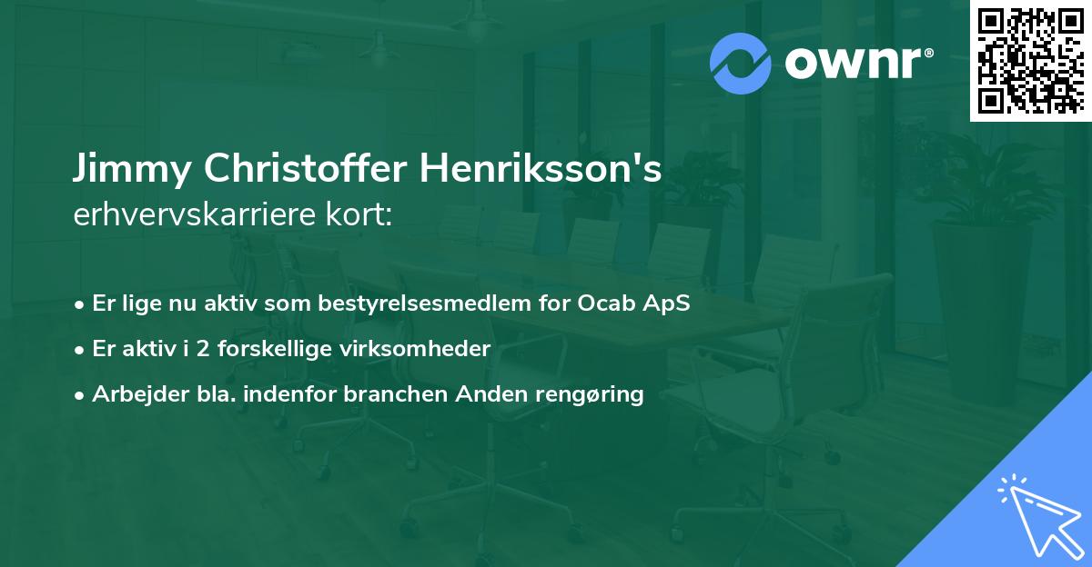 Jimmy Christoffer Henriksson's erhvervskarriere kort