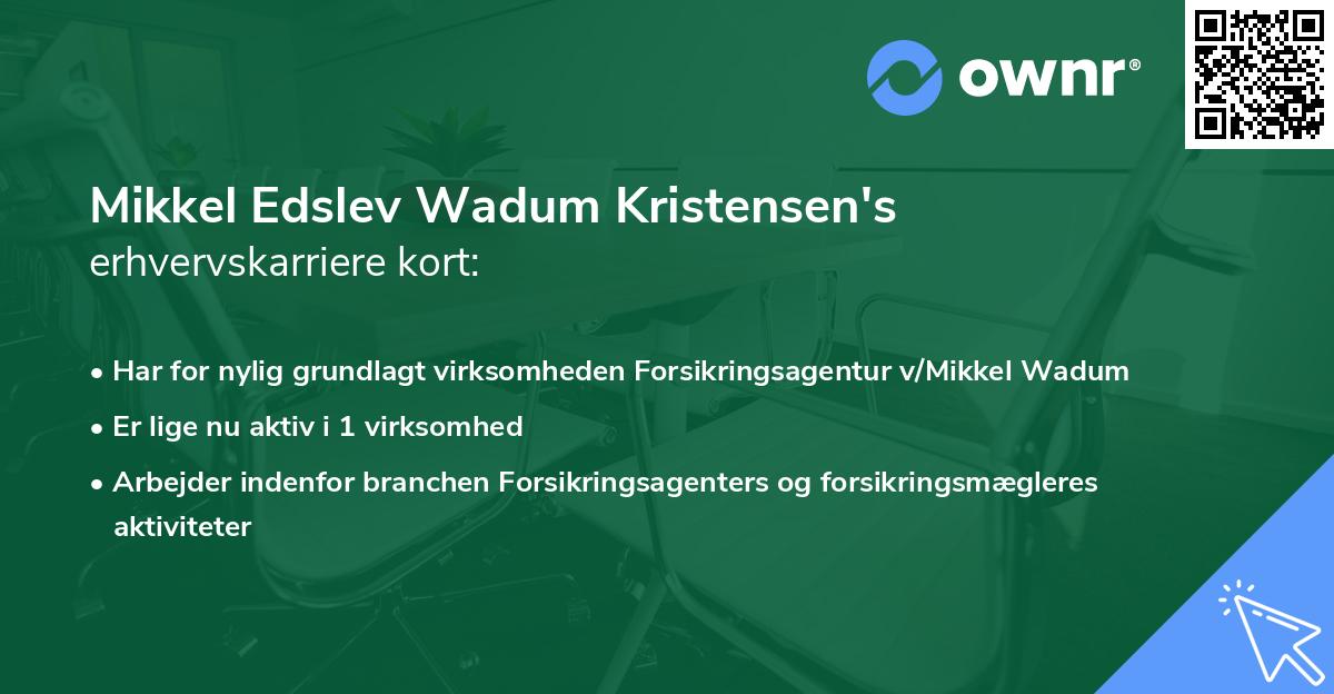 Mikkel Edslev Wadum Kristensen's erhvervskarriere kort