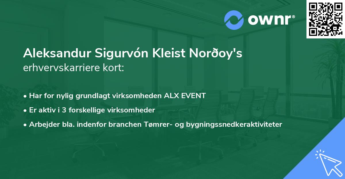 Aleksandur Sigurvón Kleist Norðoy's erhvervskarriere kort