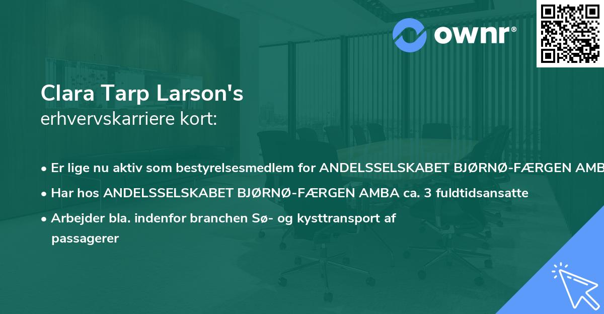 Clara Tarp Larson's erhvervskarriere kort