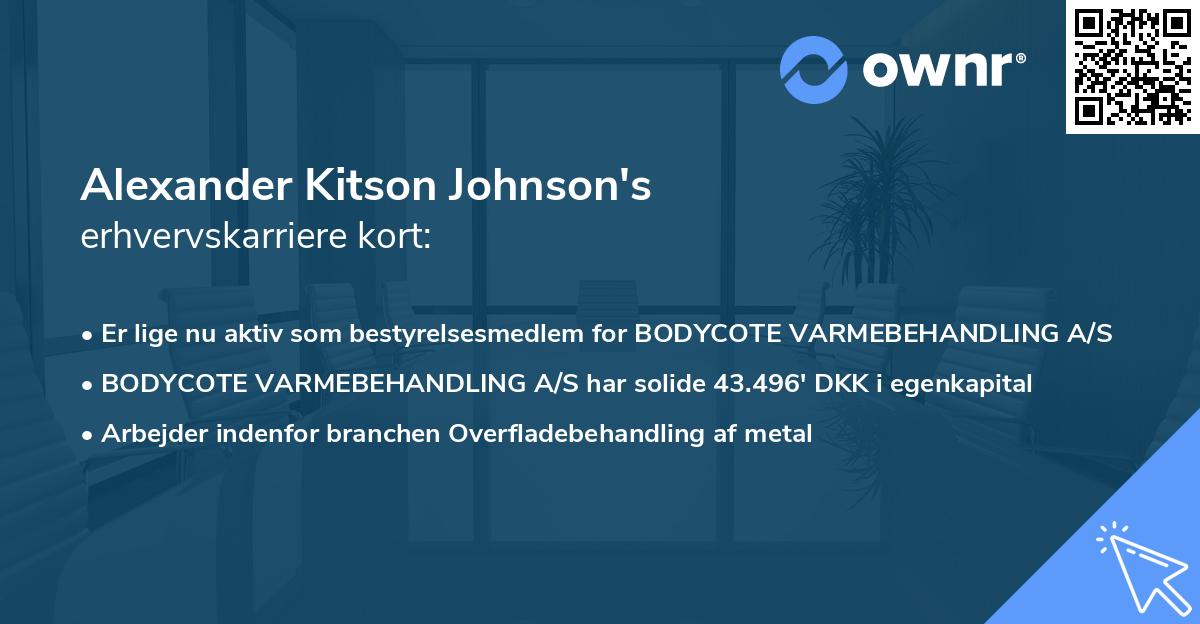 Alexander Kitson Johnson's erhvervskarriere kort