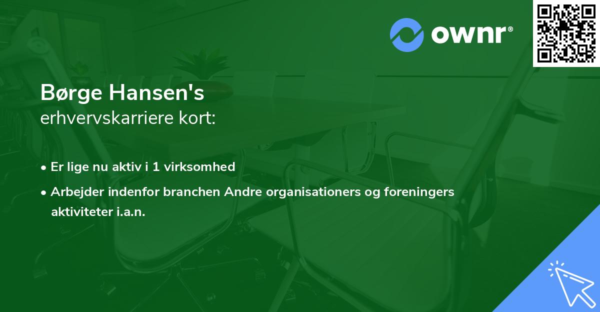 Børge Hansen's erhvervskarriere kort