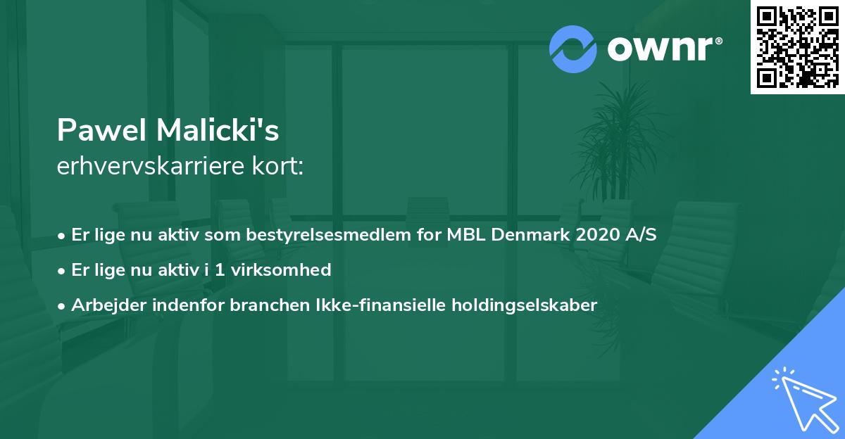 Pawel Malicki's erhvervskarriere kort
