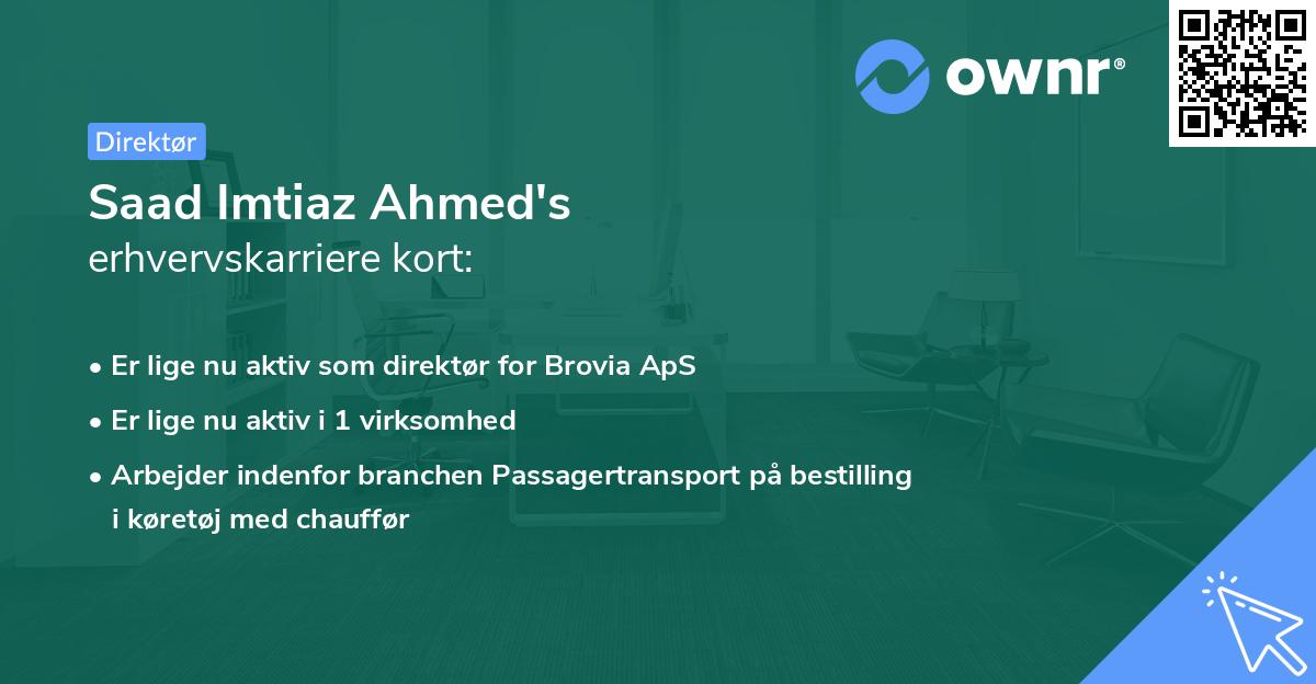 Saad Imtiaz Ahmed's erhvervskarriere kort
