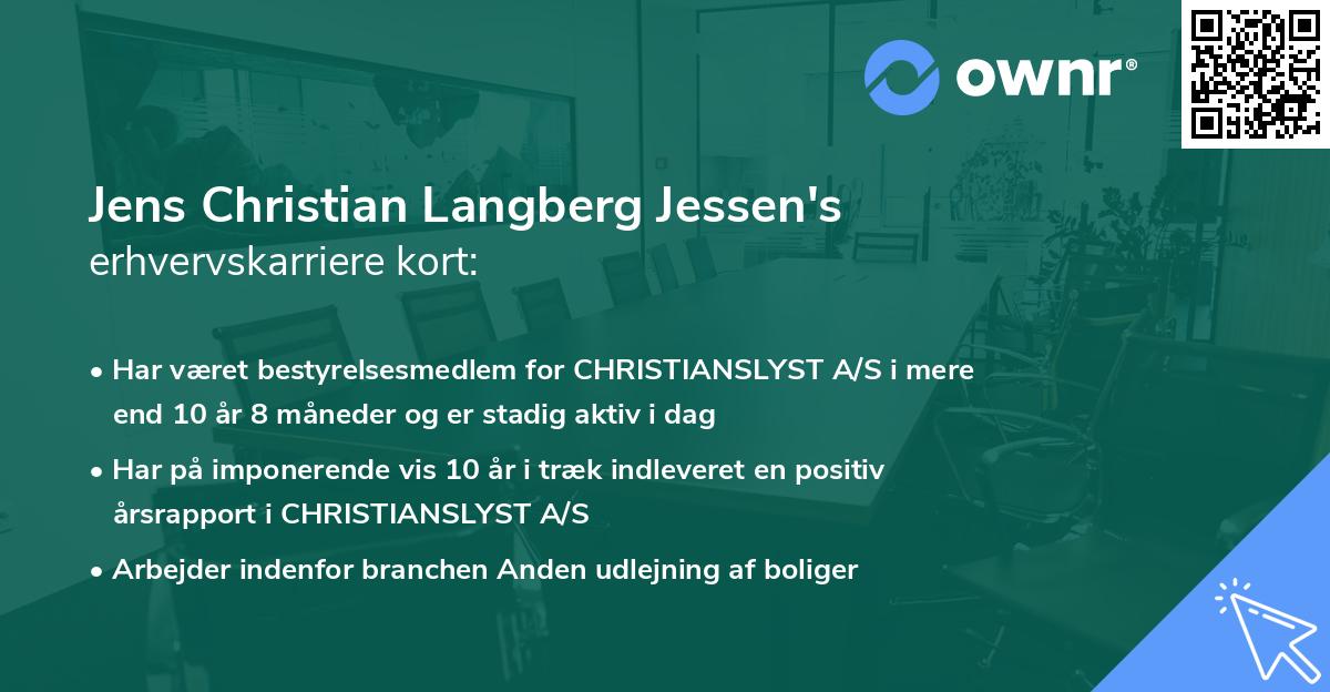Jens Christian Langberg Jessen's erhvervskarriere kort