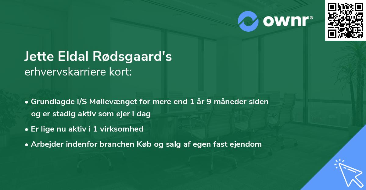 Jette Eldal Rødsgaard's erhvervskarriere kort
