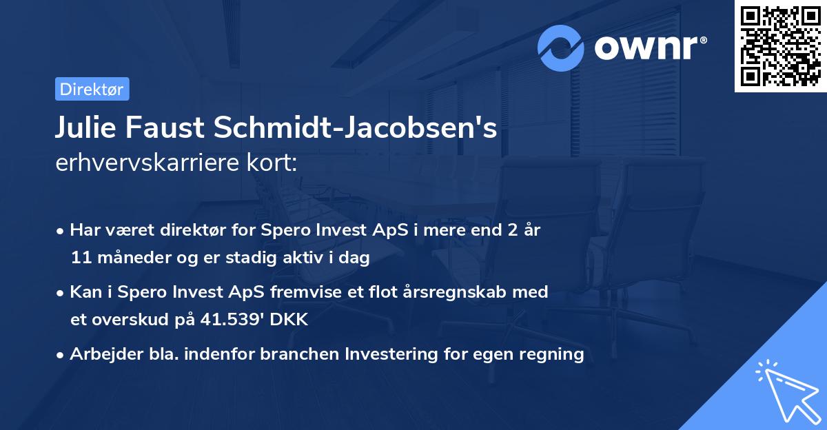 Julie Faust Schmidt-Jacobsen's erhvervskarriere kort