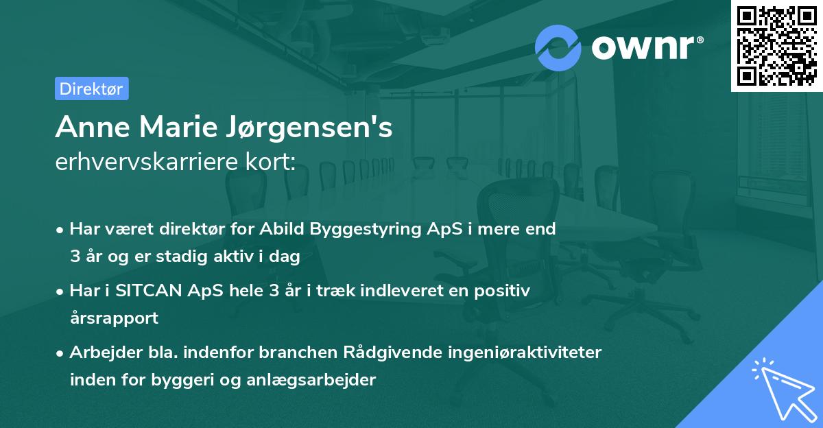 Anne Marie Jørgensen's erhvervskarriere kort