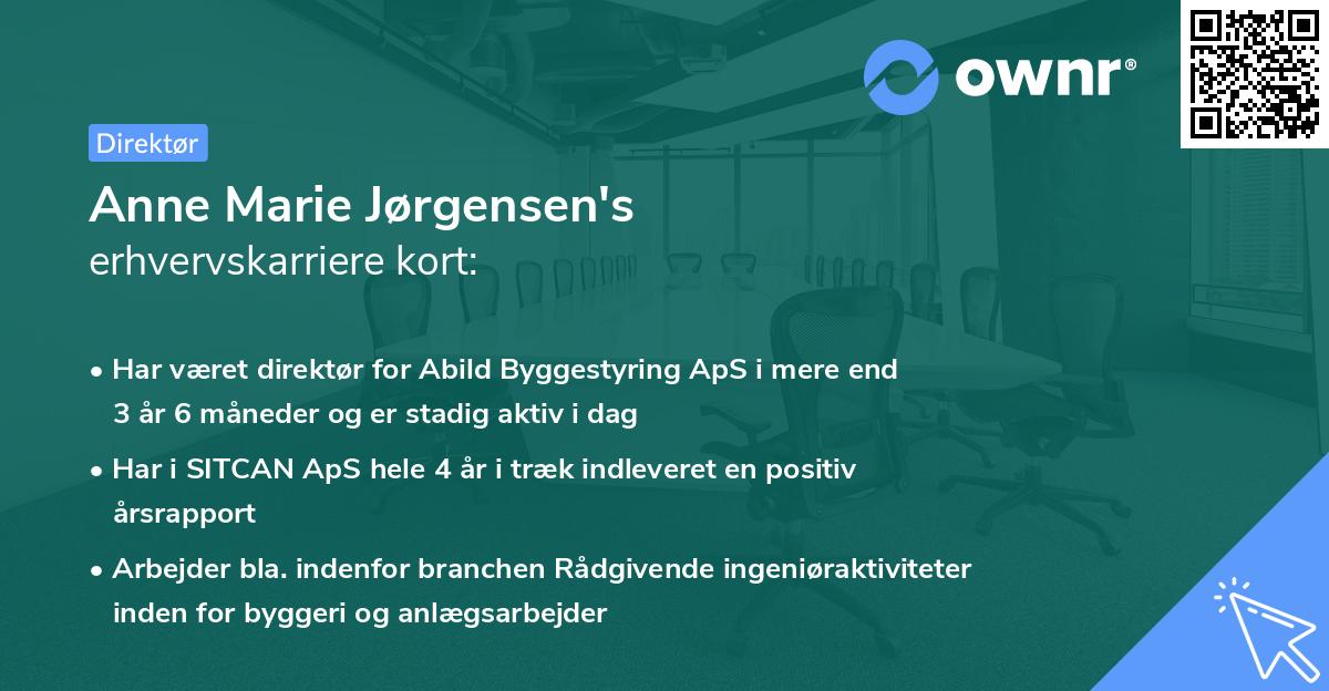 Anne Marie Jørgensen's erhvervskarriere kort