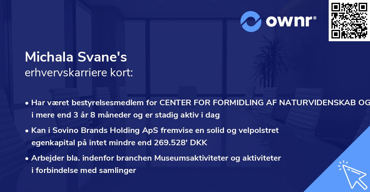 Michala Svane's erhvervskarriere kort