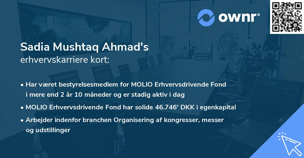 Sadia Mushtaq Ahmad's erhvervskarriere kort