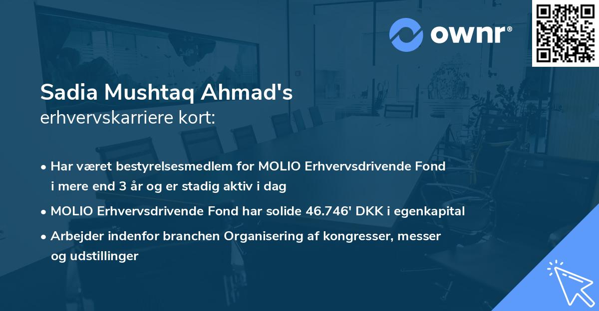 Sadia Mushtaq Ahmad's erhvervskarriere kort