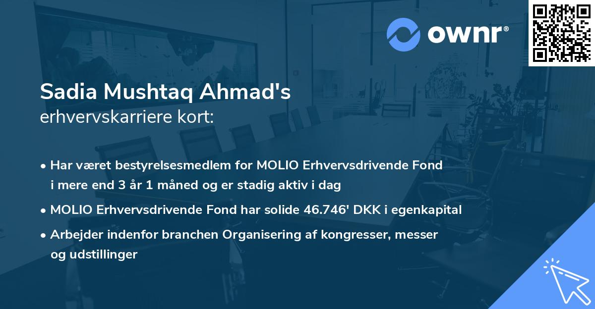 Sadia Mushtaq Ahmad's erhvervskarriere kort