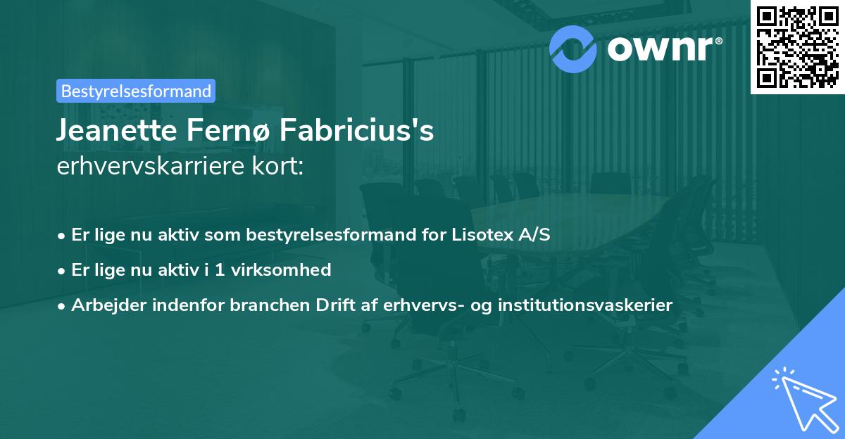 Jeanette Fernø Fabricius's erhvervskarriere kort