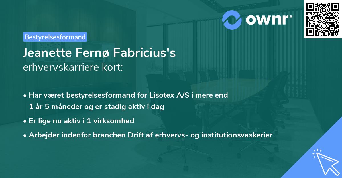 Jeanette Fernø Fabricius's erhvervskarriere kort