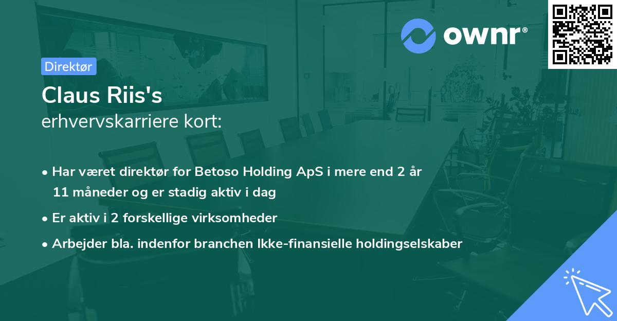 Claus Riis's erhvervskarriere kort