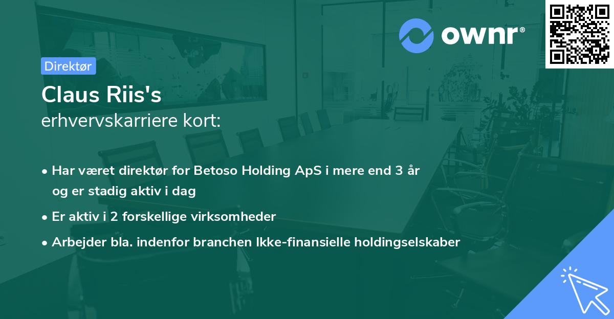 Claus Riis's erhvervskarriere kort