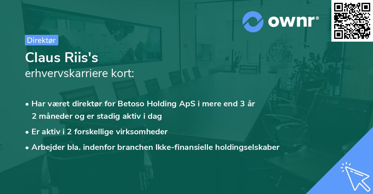 Claus Riis's erhvervskarriere kort