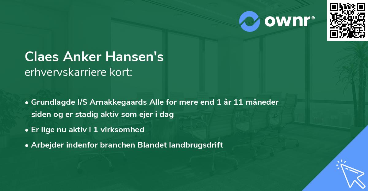 Claes Anker Hansen's erhvervskarriere kort