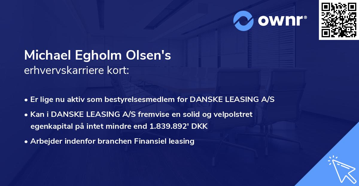 Michael Egholm Olsen's erhvervskarriere kort