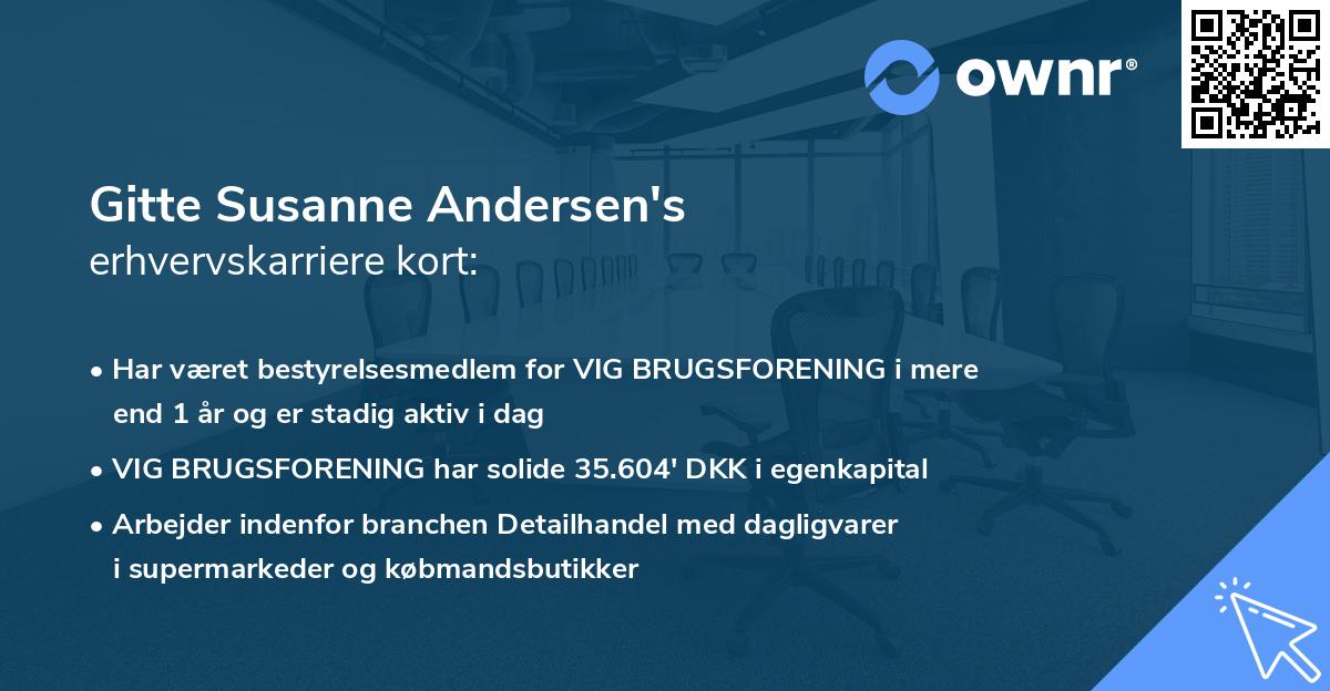 Gitte Susanne Andersen's erhvervskarriere kort