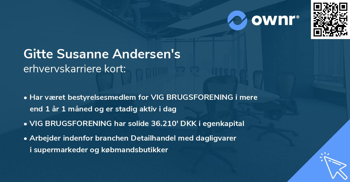 Gitte Susanne Andersen's erhvervskarriere kort