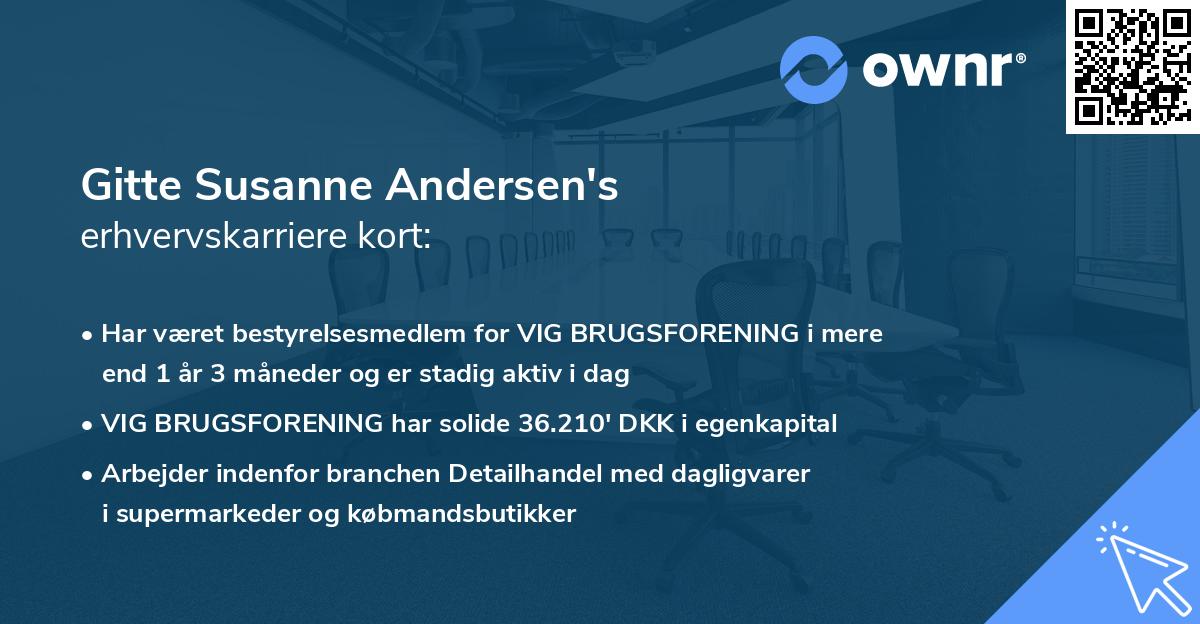 Gitte Susanne Andersen's erhvervskarriere kort