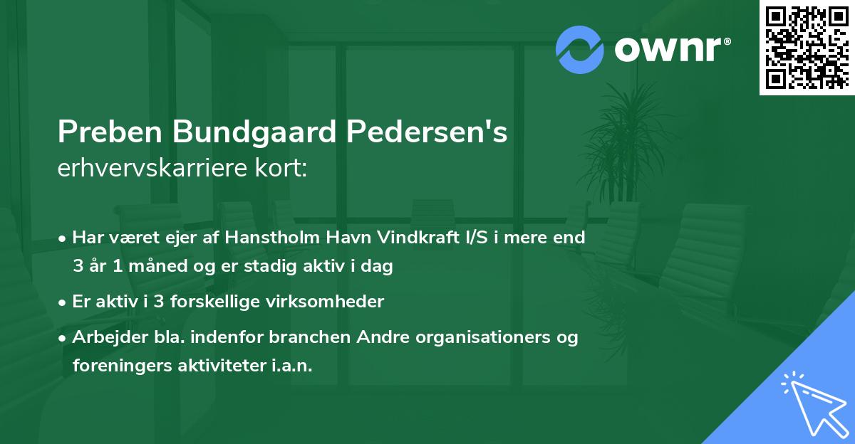 Preben Bundgaard Pedersen's erhvervskarriere kort
