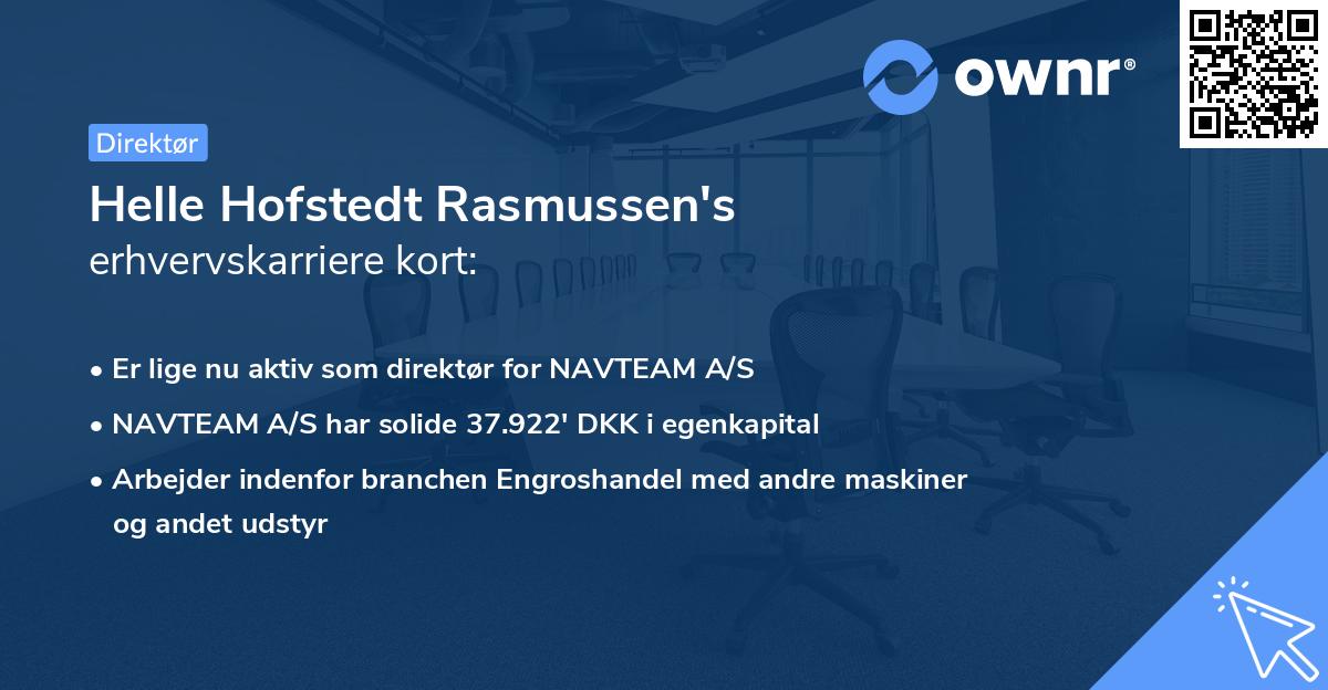 Helle Hofstedt Rasmussen's erhvervskarriere kort