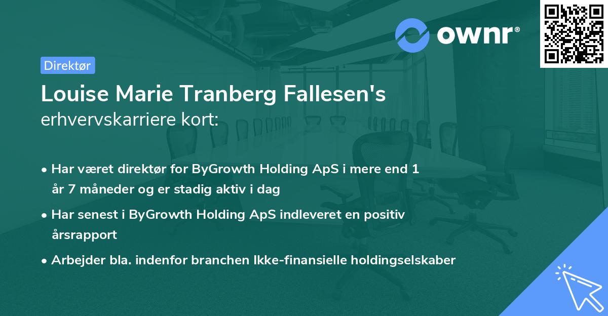 Louise Marie Tranberg Fallesen's erhvervskarriere kort