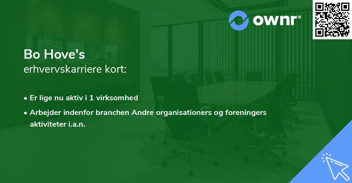Bo Hove's erhvervskarriere kort