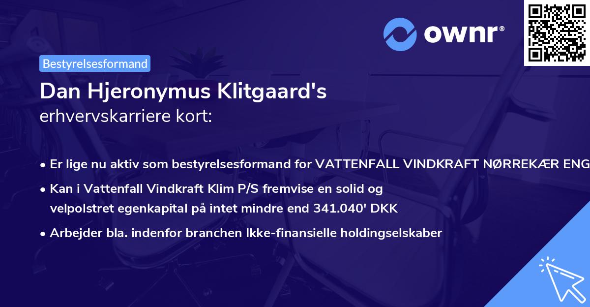 Dan Hjeronymus Klitgaard's erhvervskarriere kort