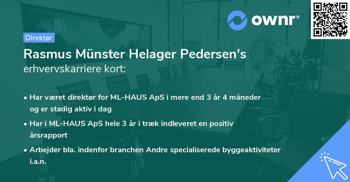 Rasmus Münster Helager Pedersen's erhvervskarriere kort