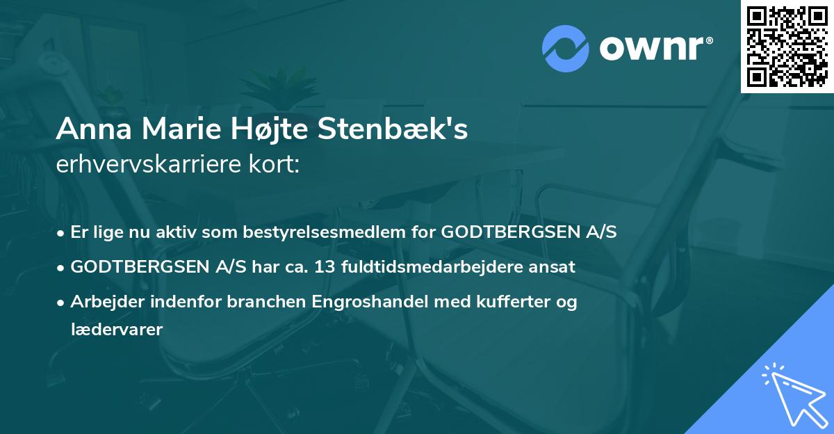 Anna Marie Højte Stenbæk's erhvervskarriere kort