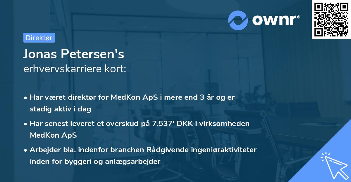 Jonas Petersen's erhvervskarriere kort