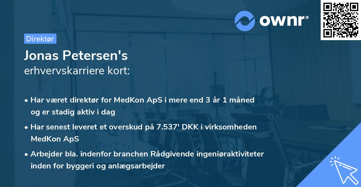 Jonas Petersen's erhvervskarriere kort