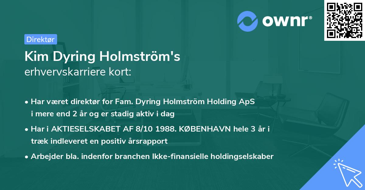 Kim Dyring Holmström's erhvervskarriere kort