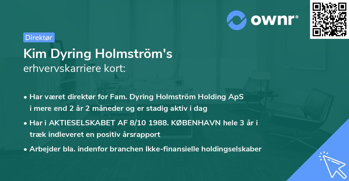 Kim Dyring Holmström's erhvervskarriere kort