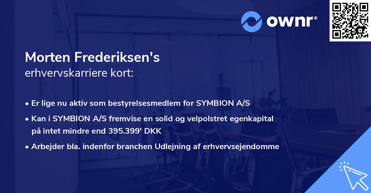Morten Frederiksen's erhvervskarriere kort