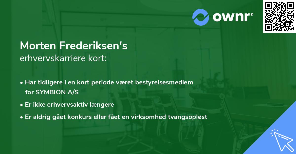 Morten Frederiksen's erhvervskarriere kort