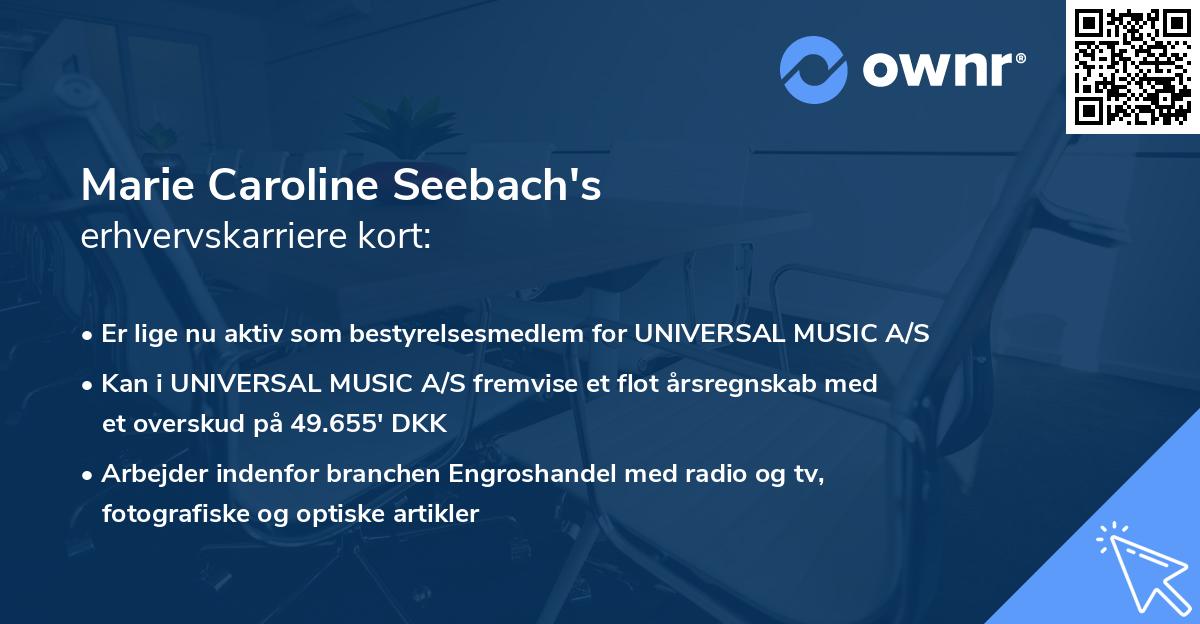 Marie Caroline Seebach's erhvervskarriere kort
