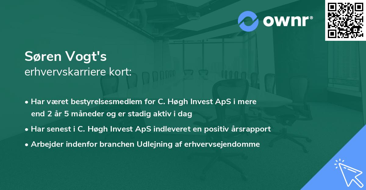 Søren Vogt's erhvervskarriere kort