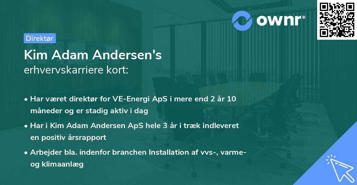 Kim Adam Andersen's erhvervskarriere kort