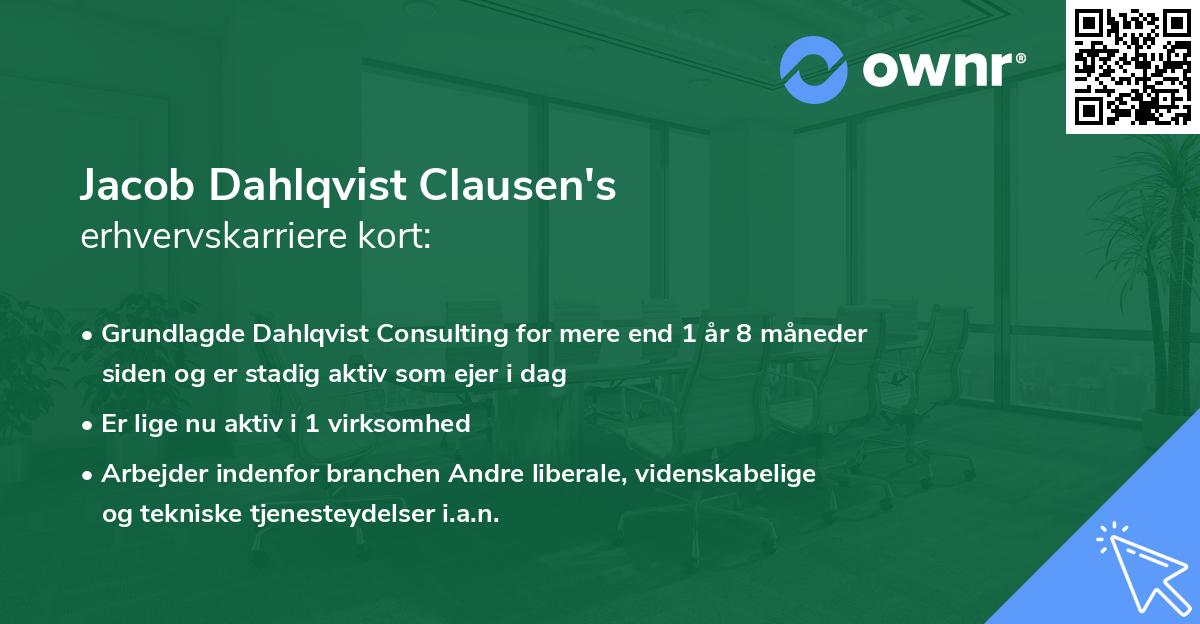 Jacob Dahlqvist Clausen's erhvervskarriere kort