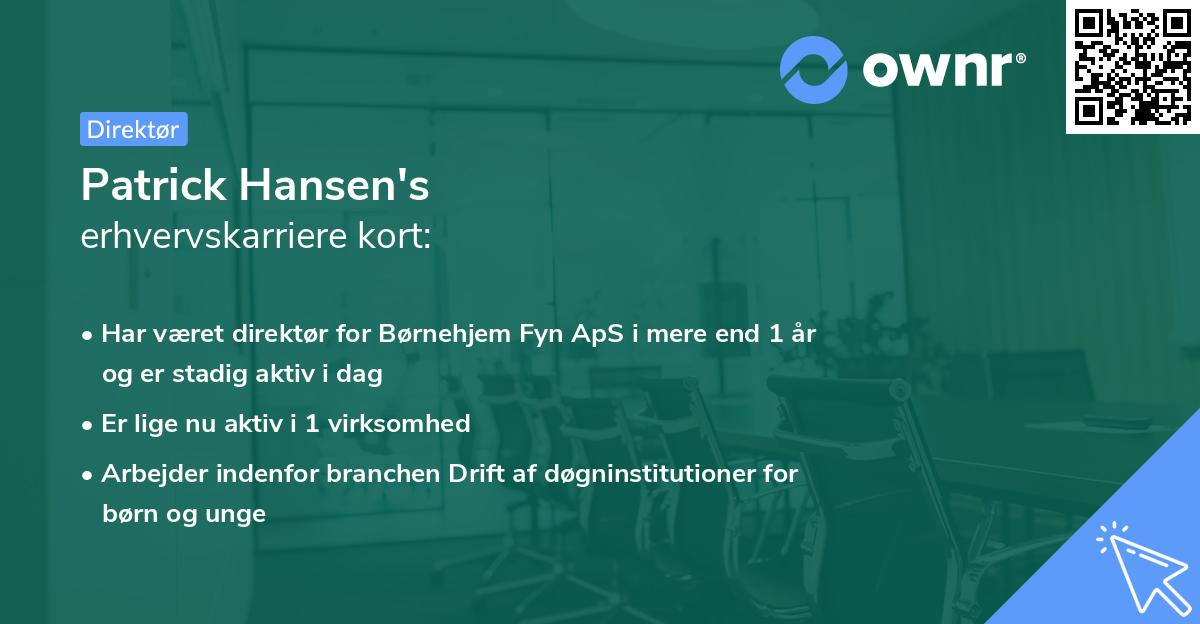 Patrick Hansen's erhvervskarriere kort