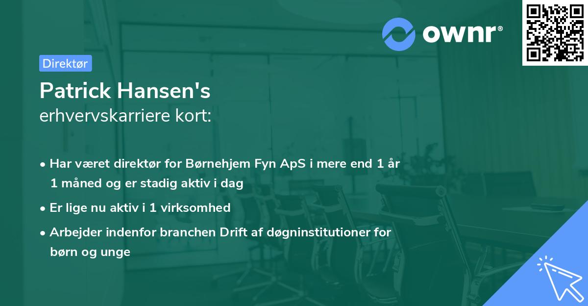 Patrick Hansen's erhvervskarriere kort