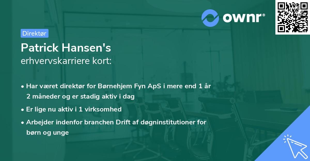 Patrick Hansen's erhvervskarriere kort
