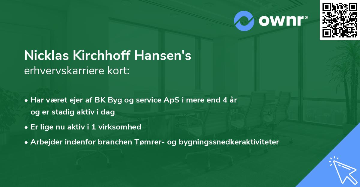 Nicklas Kirchhoff Hansen's erhvervskarriere kort