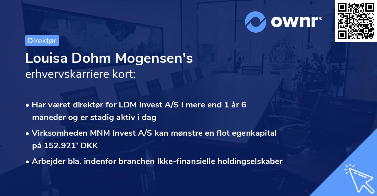 Louisa Dohm Mogensen's erhvervskarriere kort