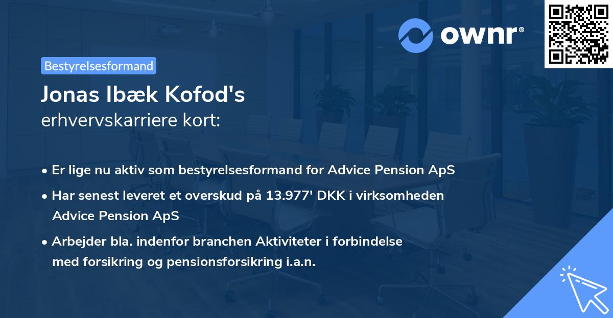 Jonas Ibæk Kofod's erhvervskarriere kort